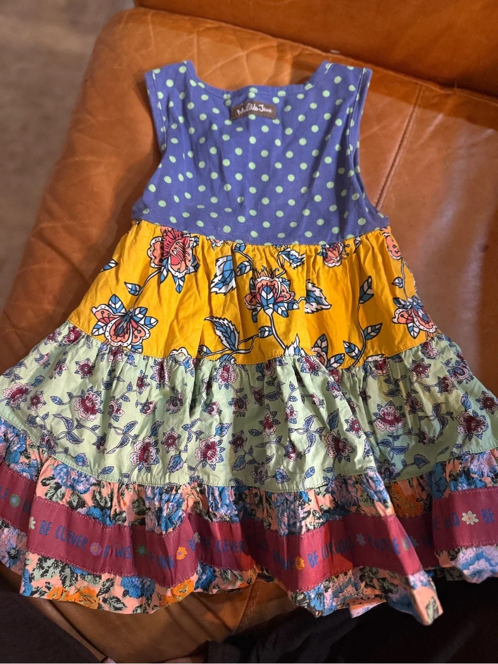 Matilda Jane Multicolor Tiered Dress - Blue, Yellow, Green & Pink
